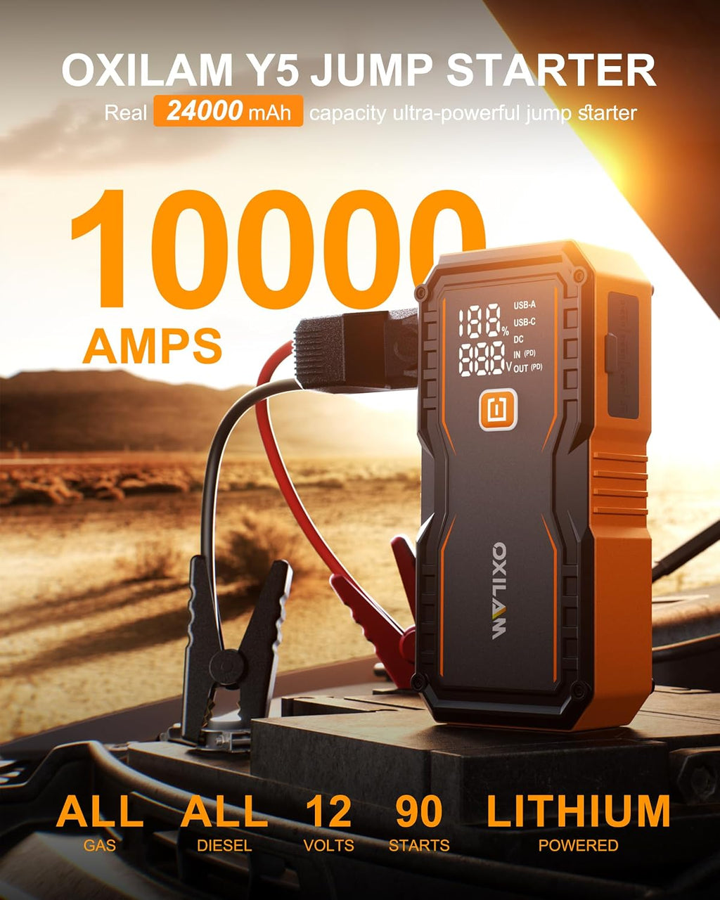 OXILAM Arrancador 24000mAh para todos los motores de gasolina y dié...
