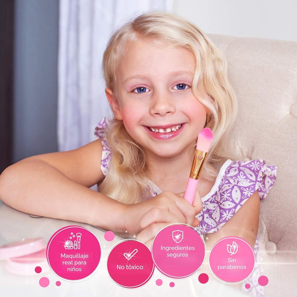 Sprinkles Toyz Kit de maquillaje real para niñas pequeñas: con bols...