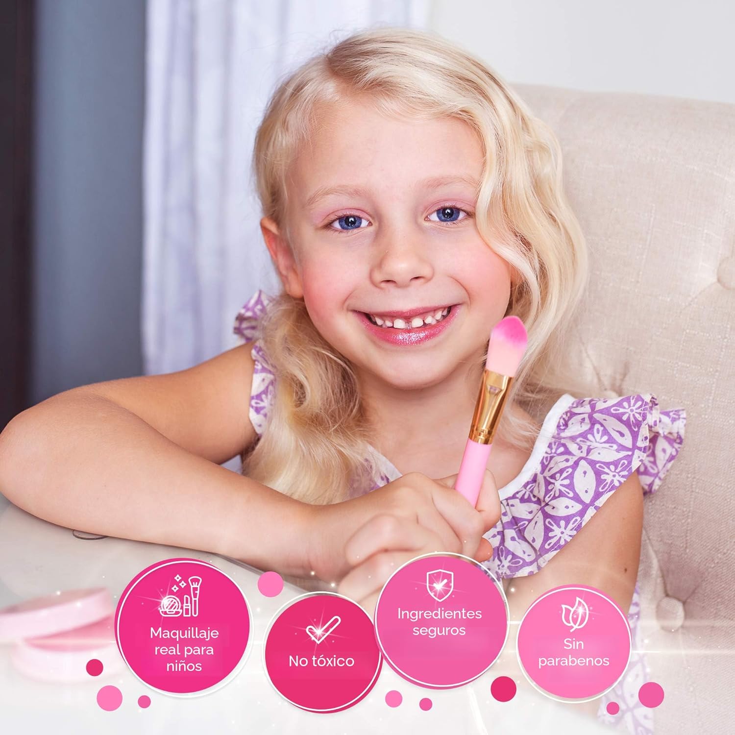 Sprinkles Toyz Kit de maquillaje real para niñas pequeñas: con bols...