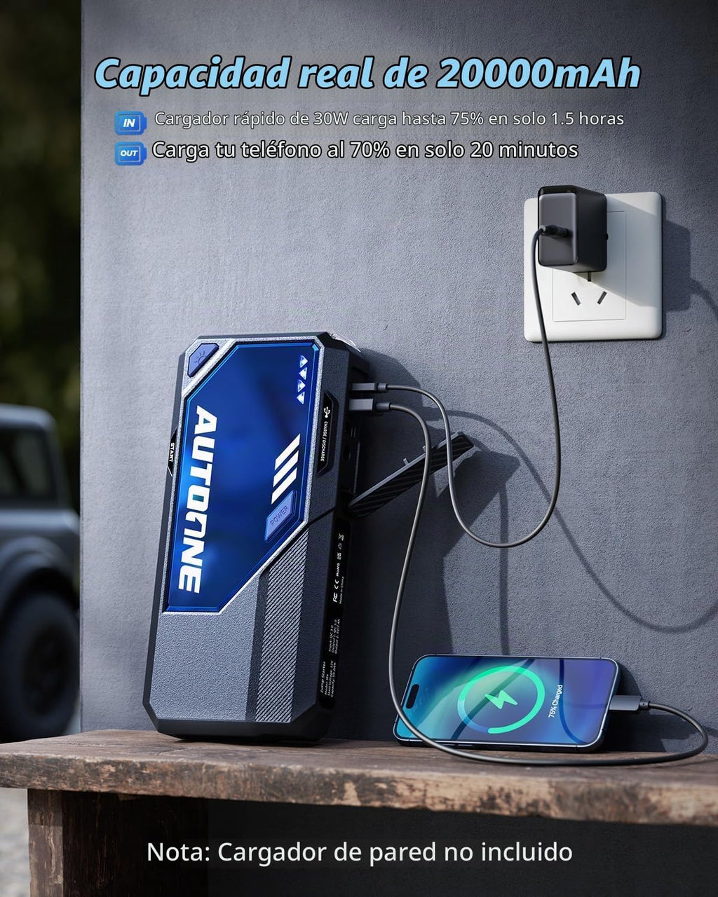 AUTOONE M5 8500A - Arrancador de batería portátil para auto de 12 V...