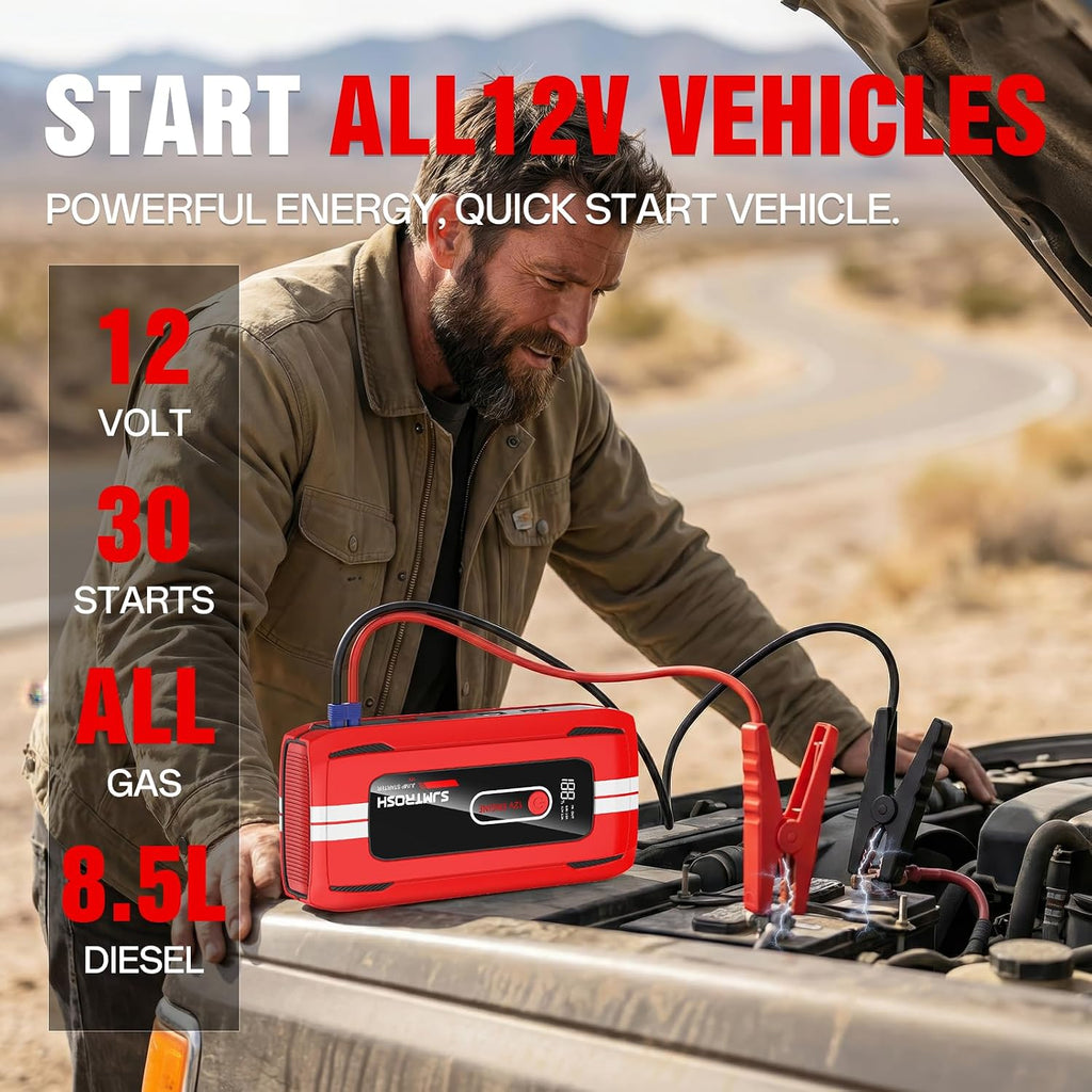 Arrancador de salto 5000A pico (4000A Jump Starter Rojo)