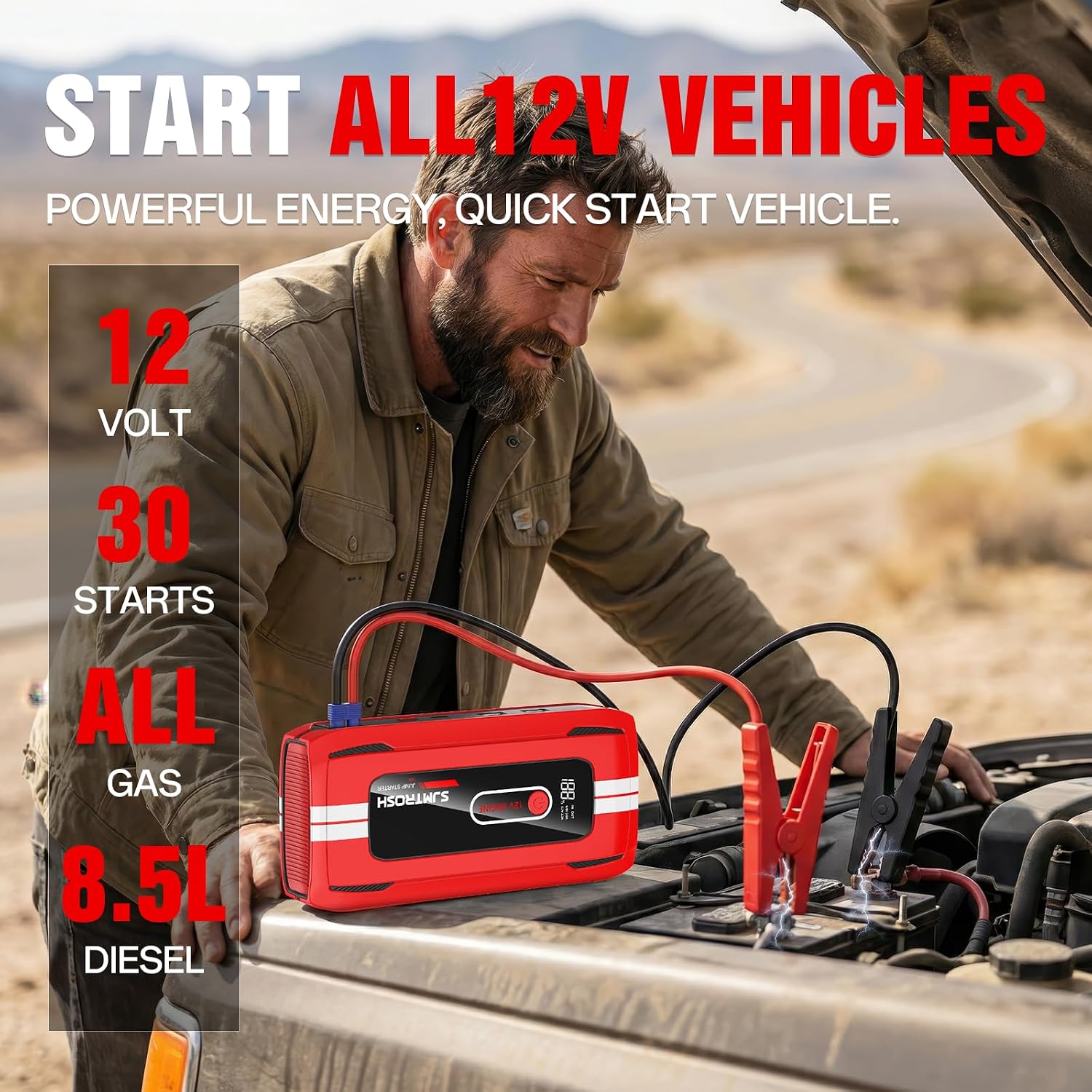 Arrancador de salto 5000A pico (4000A Jump Starter Rojo)