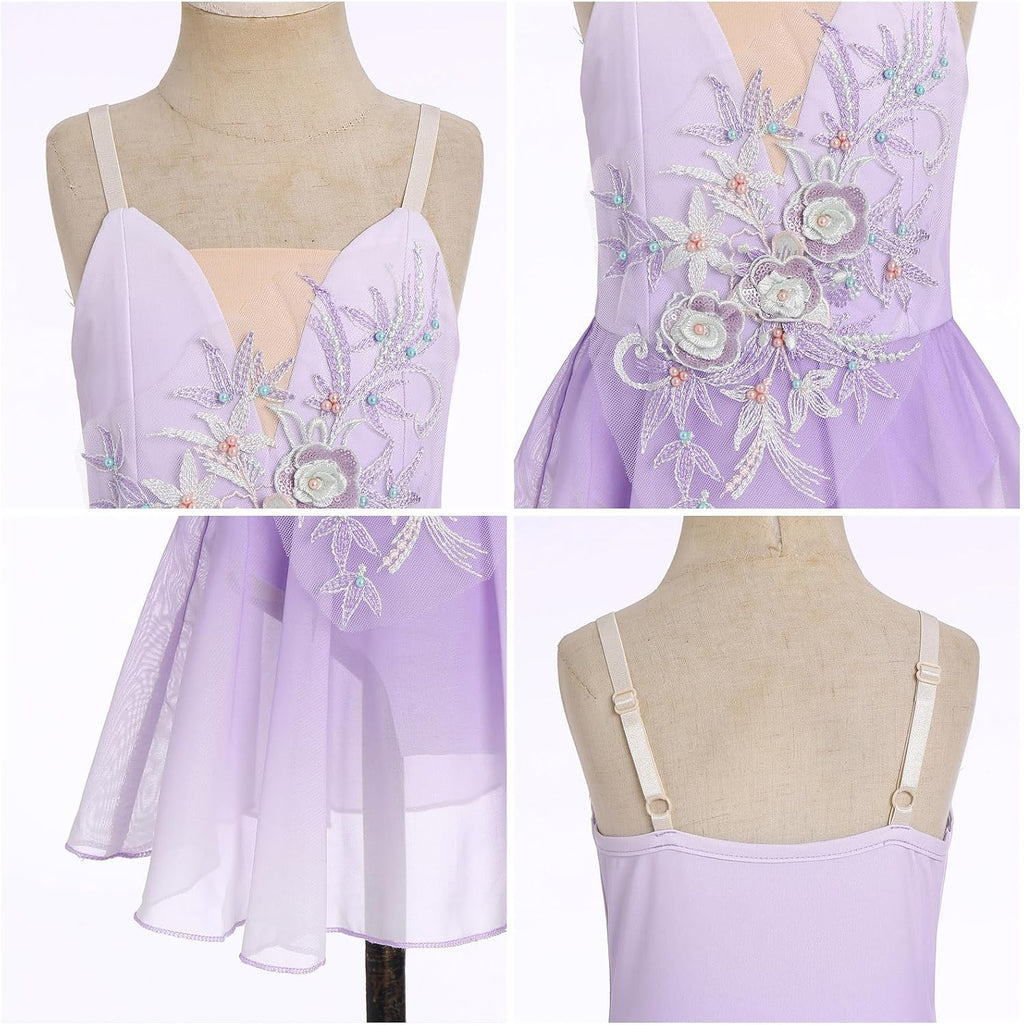 Vestido de patinaje artístico sobre hielo para niñas, lentejuelas b...