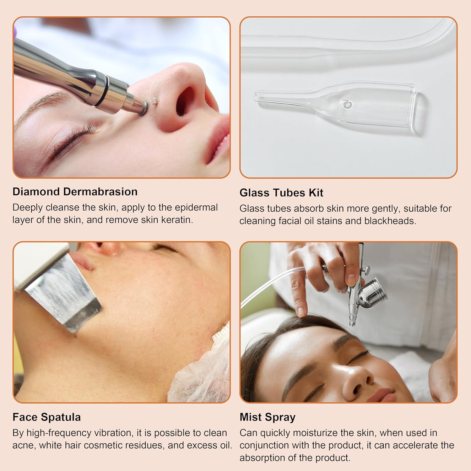 4 en 1 Dermoabrasión de diamante Microdermabrasión Limpiador de la...