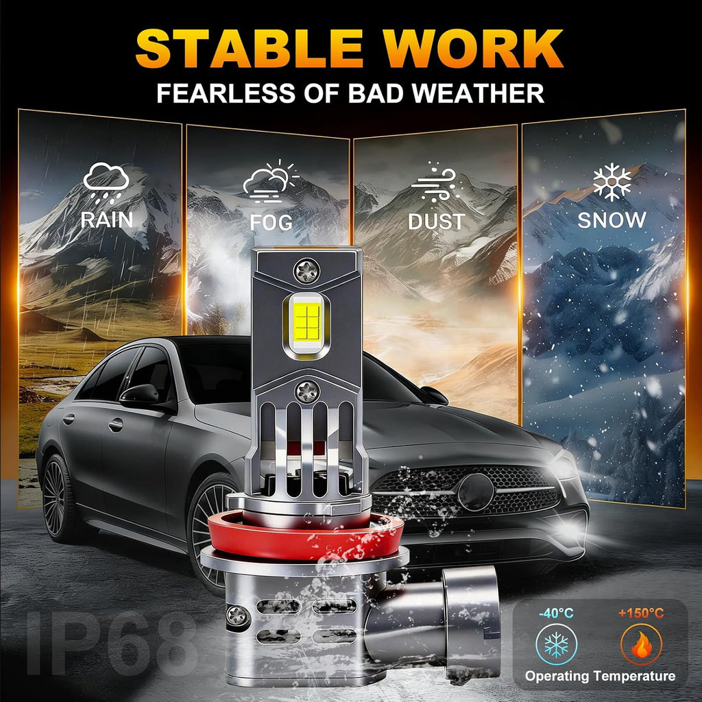 Bombillas LED H11\/H8\/H9, 90000 lm, 1400% de brillo, no requiere a...