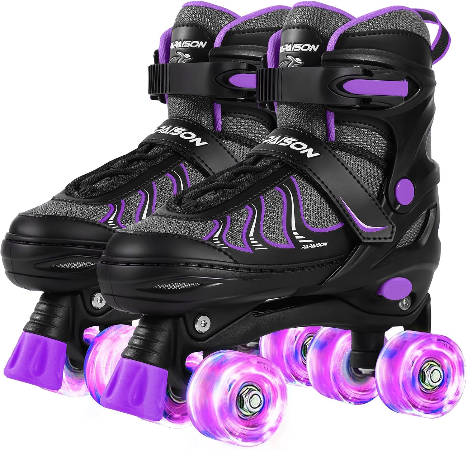 PAPAISON Patines de ruedas para niñas de 8 a 12 años, talla ajustab...