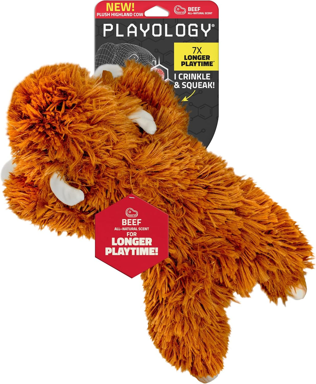 Playology Juguetes para perros | Animal de peluche de vaca de las t...