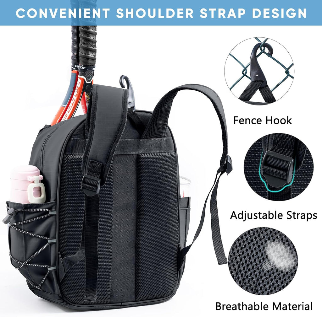 SPORJET Mochila de Tenis con Soporte para 2 Raquetas, Bolsa de Raqu...