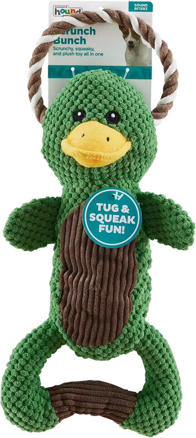 Outward Hound Scrunch Bunch Duck Juguete Interactivo de Peluche con...