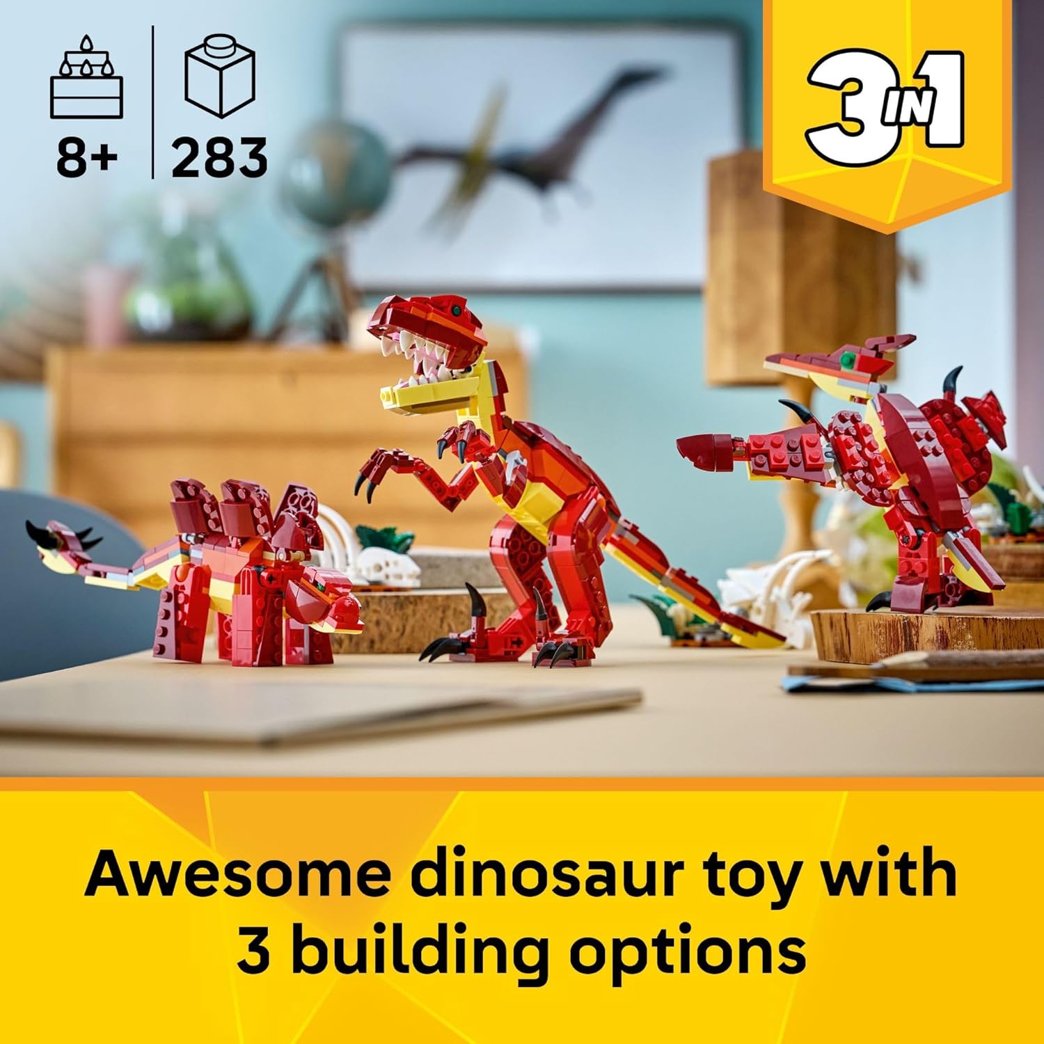 LEGO Creator 3 en 1 - Juguete de construcción de dinosaurios feroce...
