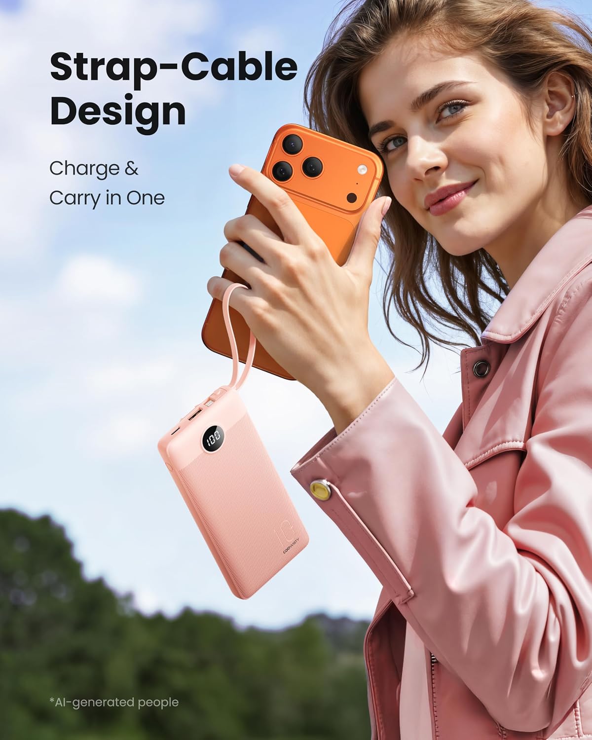 Coowisty Cargador de teléfono portátil, banco de energía delgado de...