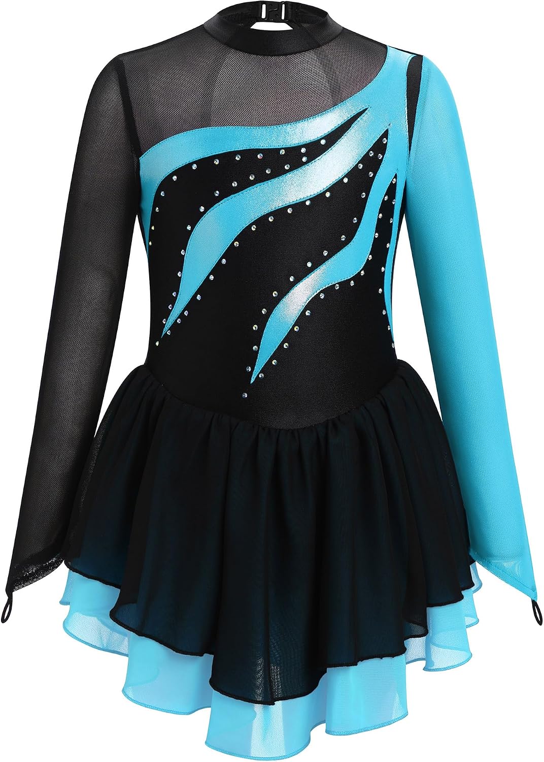 ODASDO Vestido de patinaje sobre hielo artístico para niñas y niños...
