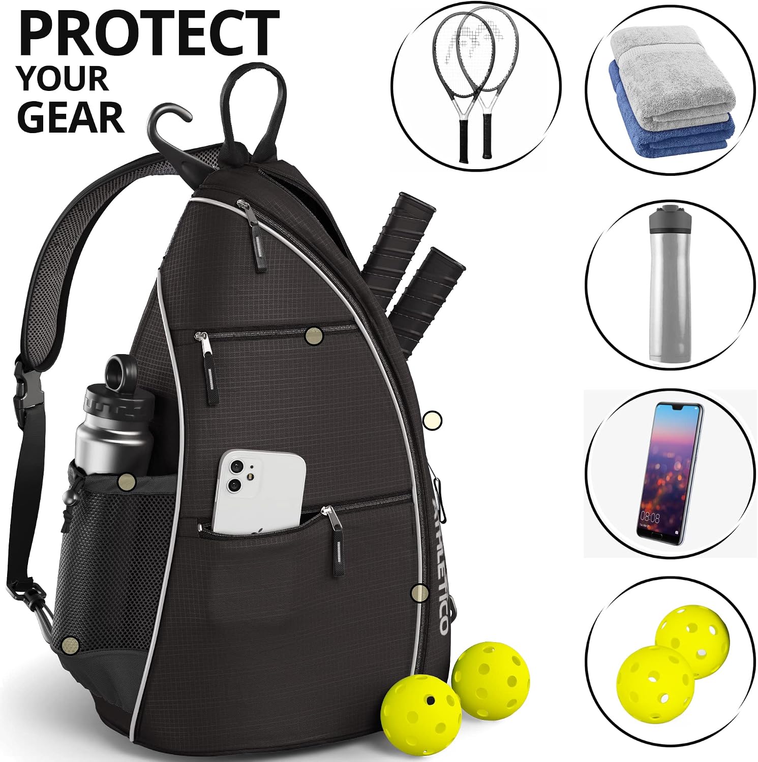 Bolsa de Hombro Athletico - Mochila Cruzada para Pickleball, Tenis,...