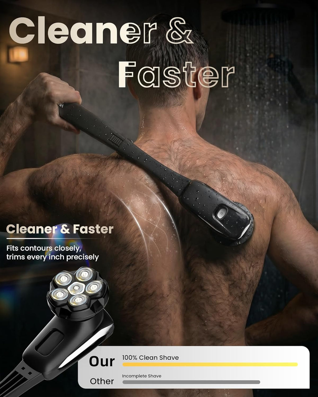 Afeitadora eléctrica de espalda para hombres, recortadora de pelo d...
