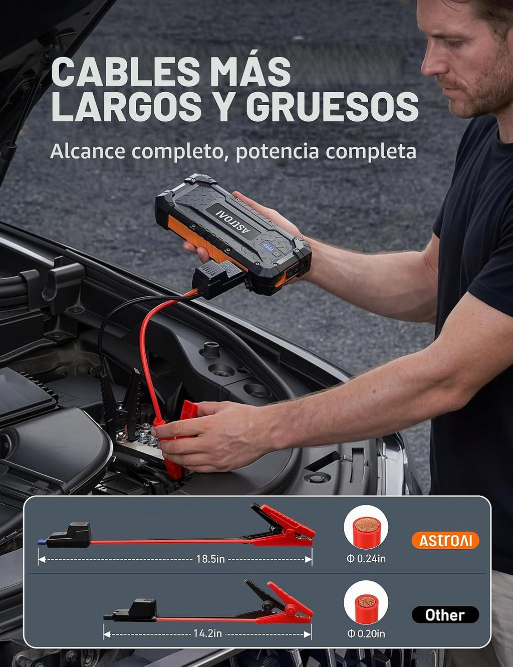 AstroAI S8 Ultra - Arrancador de litio de 12 V 4000 A hasta todo ga...