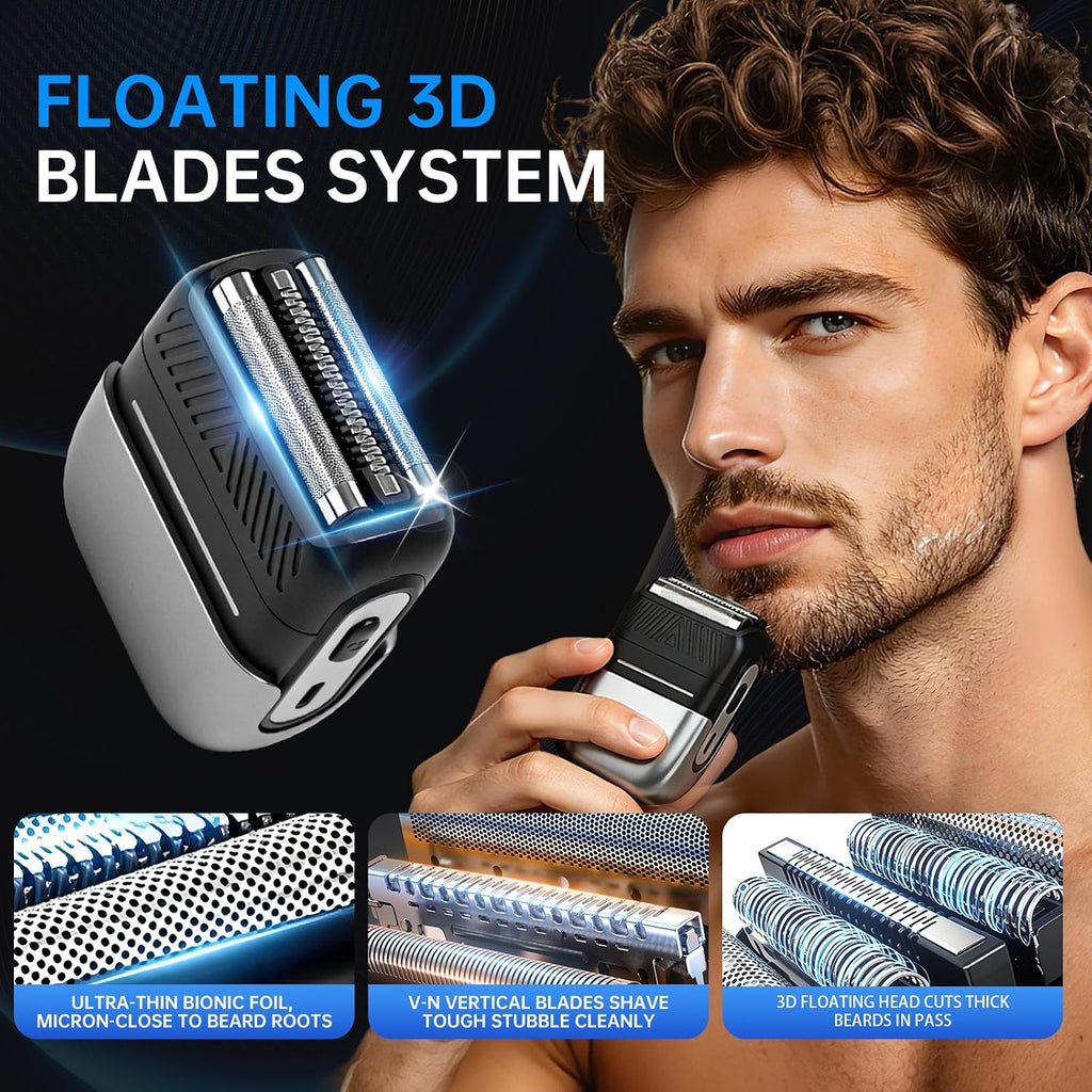 Afeitadoras eléctricas de aluminio para hombres, cuchillas flotante...