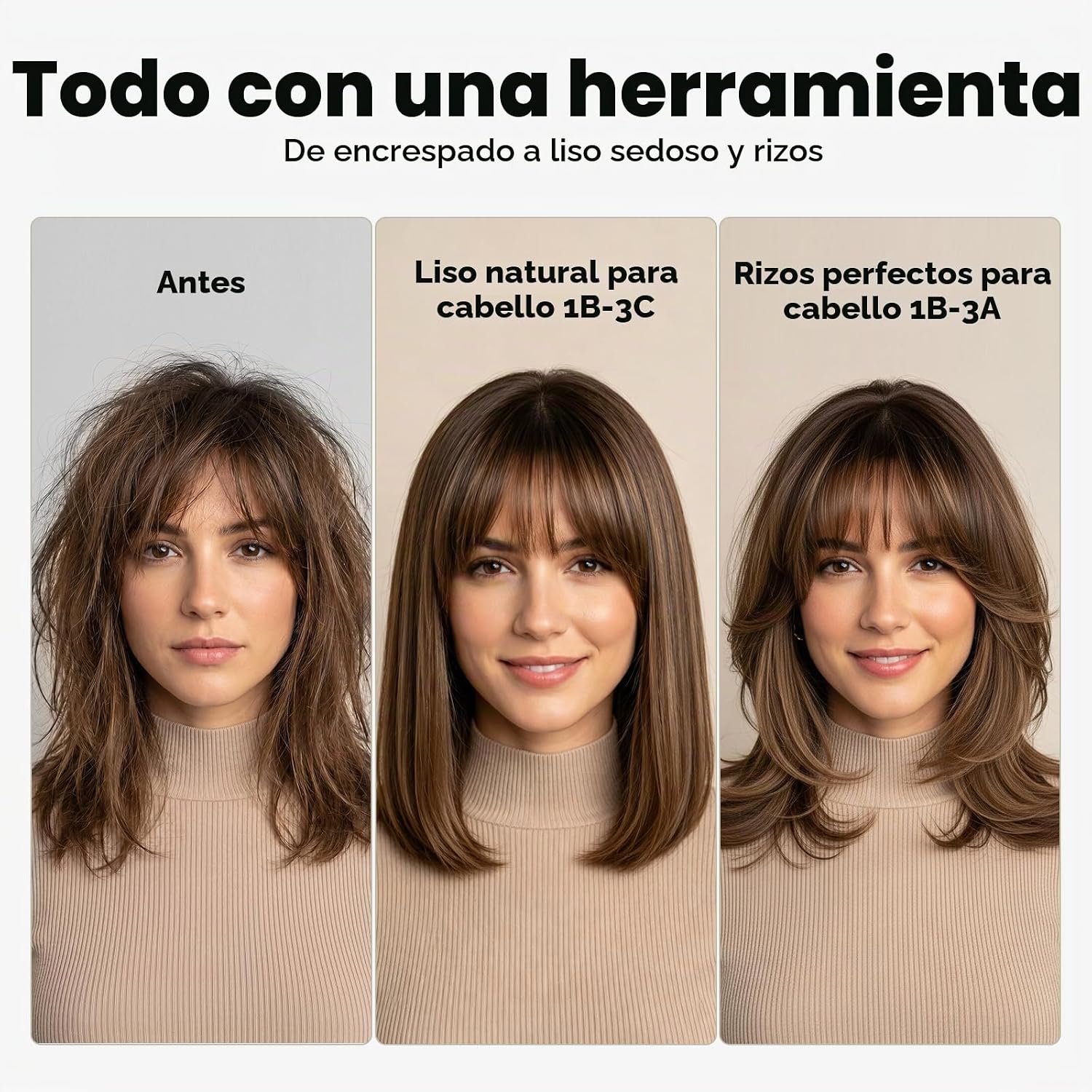 CARESKY® Cepillo de rizador inalámbrico, rizador de batería recarga...