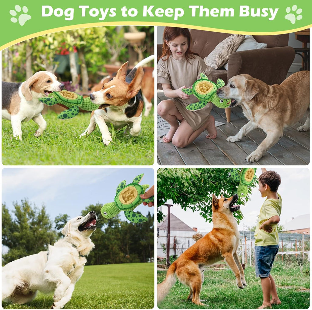 ZYBDP Juguete interactivo para perros, peluche de tortuga verde con...
