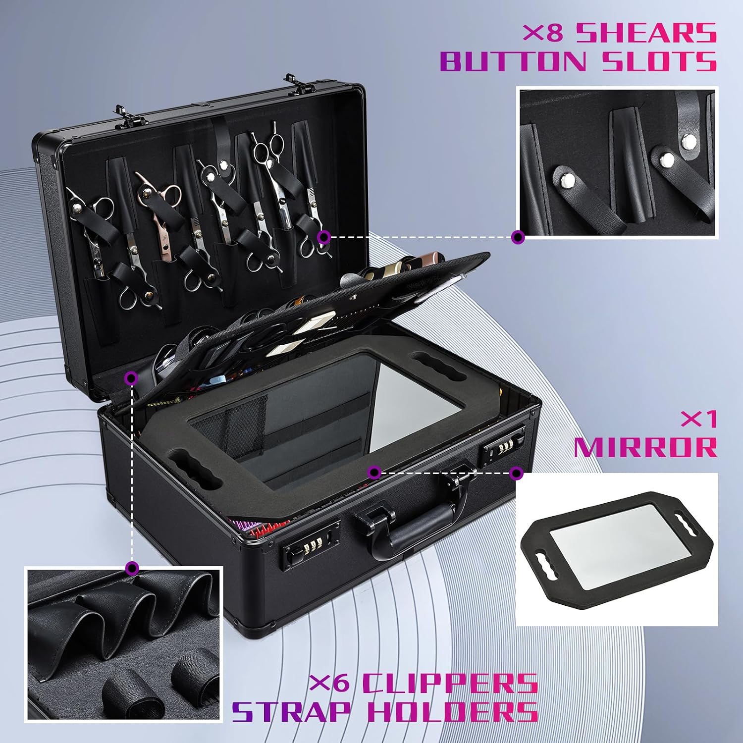 Estuche de Accesorios de Barbero, Maletín Profesional de Herramient...