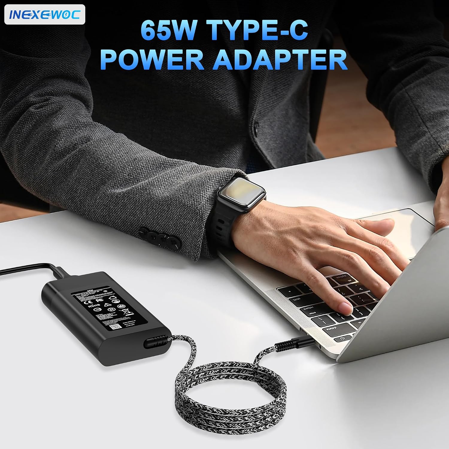 INEXEWOC Cargador USB C delgado de 65 W compatible con HP Chromeboo...