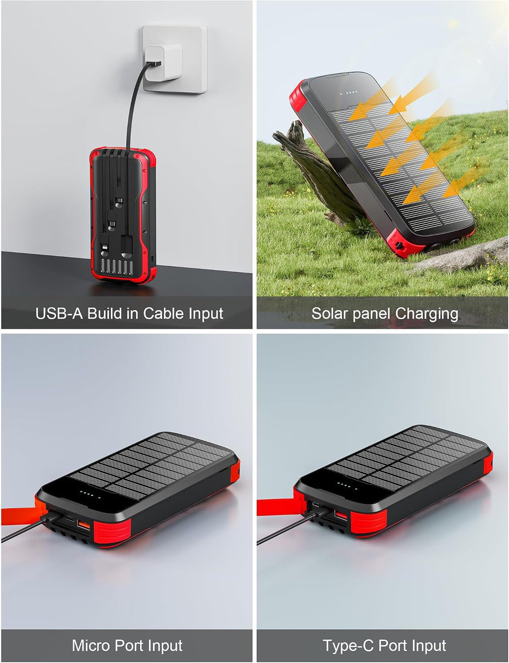 MINRISE Cargador solar, cargador portátil de 40000 mAh, PD de 20 W,...