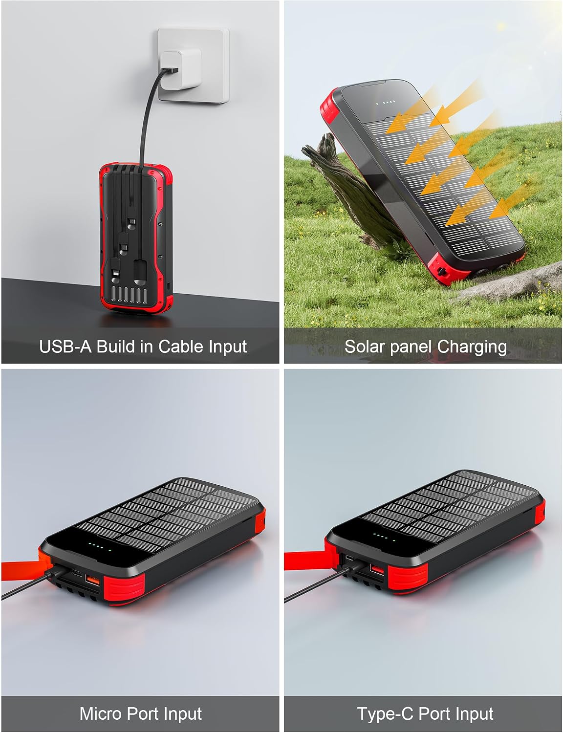 MINRISE Cargador solar, cargador portátil de 40000 mAh, PD de 20 W,...