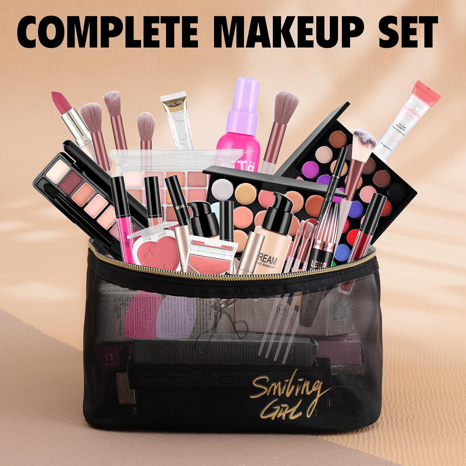 Kit completo de maquillaje para mujer, incluye base de sombra de oj...
