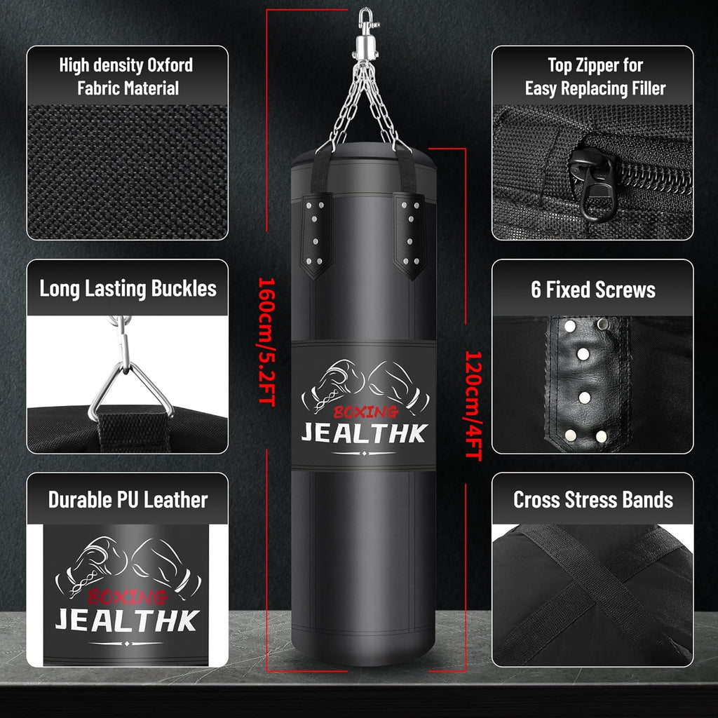 Jealthk Juego de sacos de boxeo pesados de 4 pies para adultos, equ...