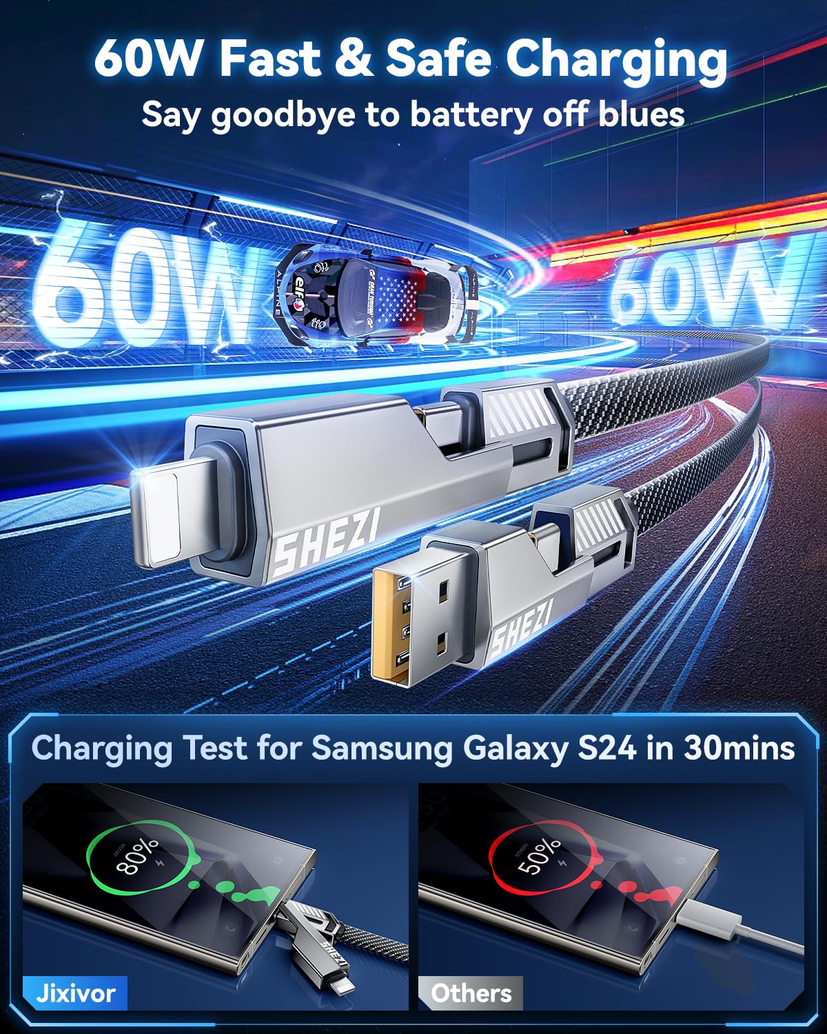 [Uno es suficiente] Compatible con cable USB C a Lightning 4 en 1,...