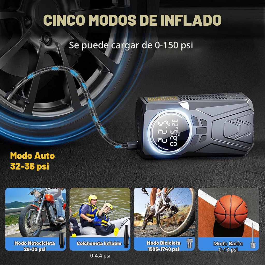Arrancador de coche con compresor de aire, fuente de alimentación d...