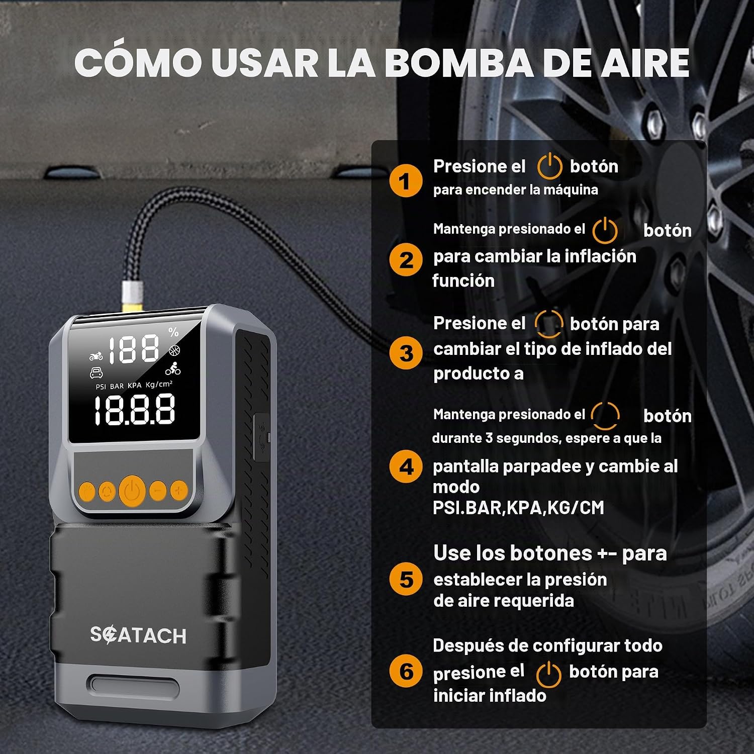 Arrancador con compresor de aire 8000A 150PSI batería de coche (10....