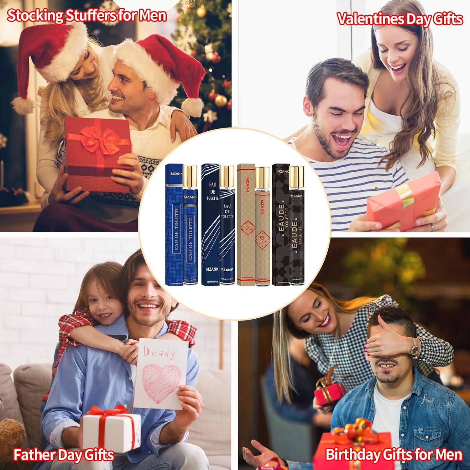 MZANK Colonia para hombres, paquete de 4 perfumes para él, juegos d...