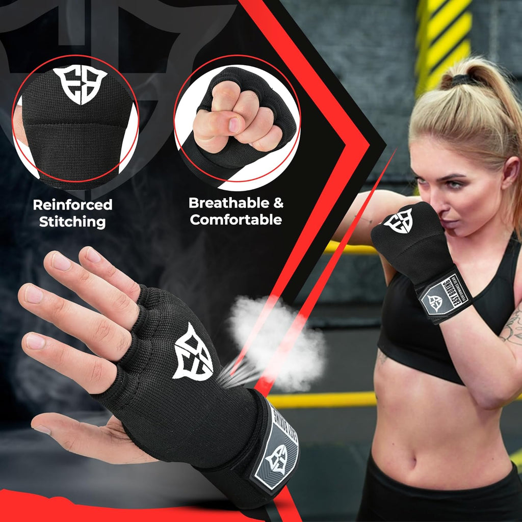 Easy Boxing Guantes interiores de gel, cierre de , muñequeras trans...