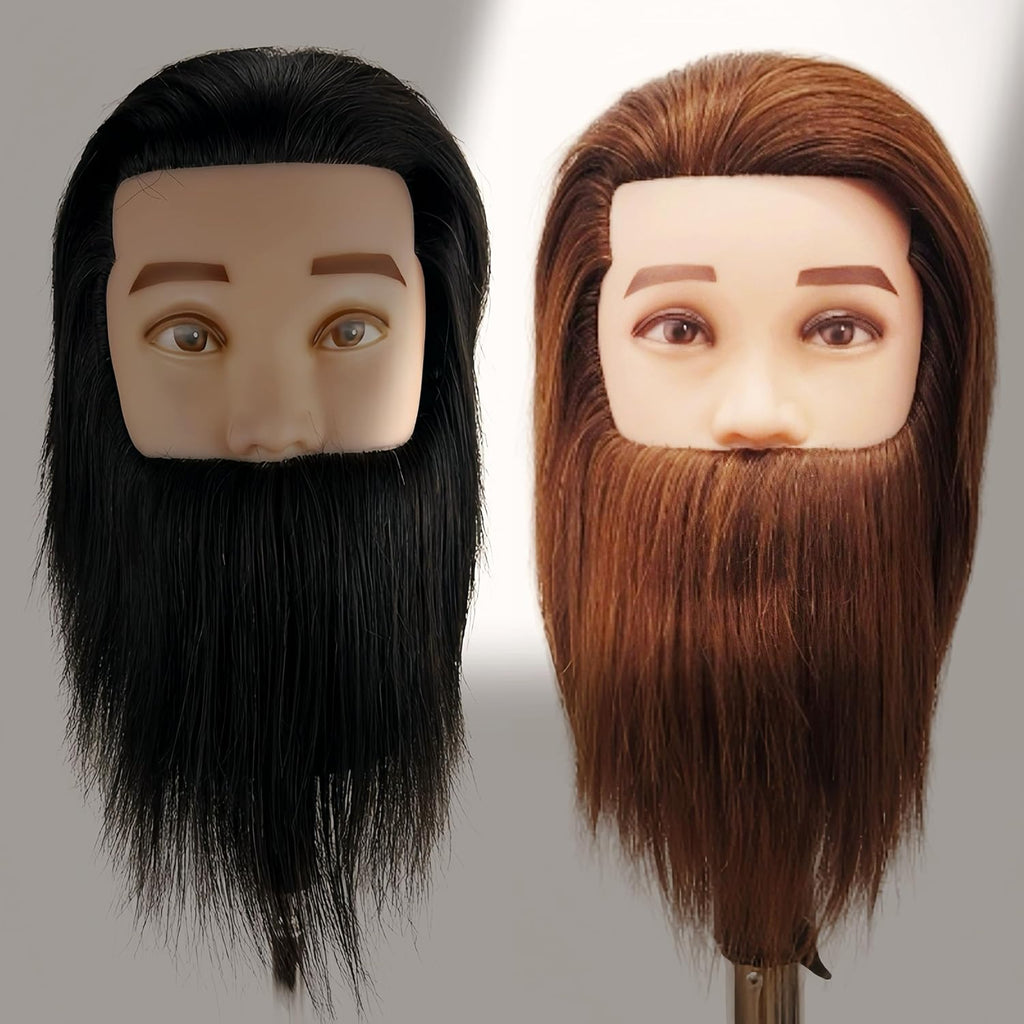 Yiifiulyn Cabeza de maniquí de cabello humano con barba, kit de prá...
