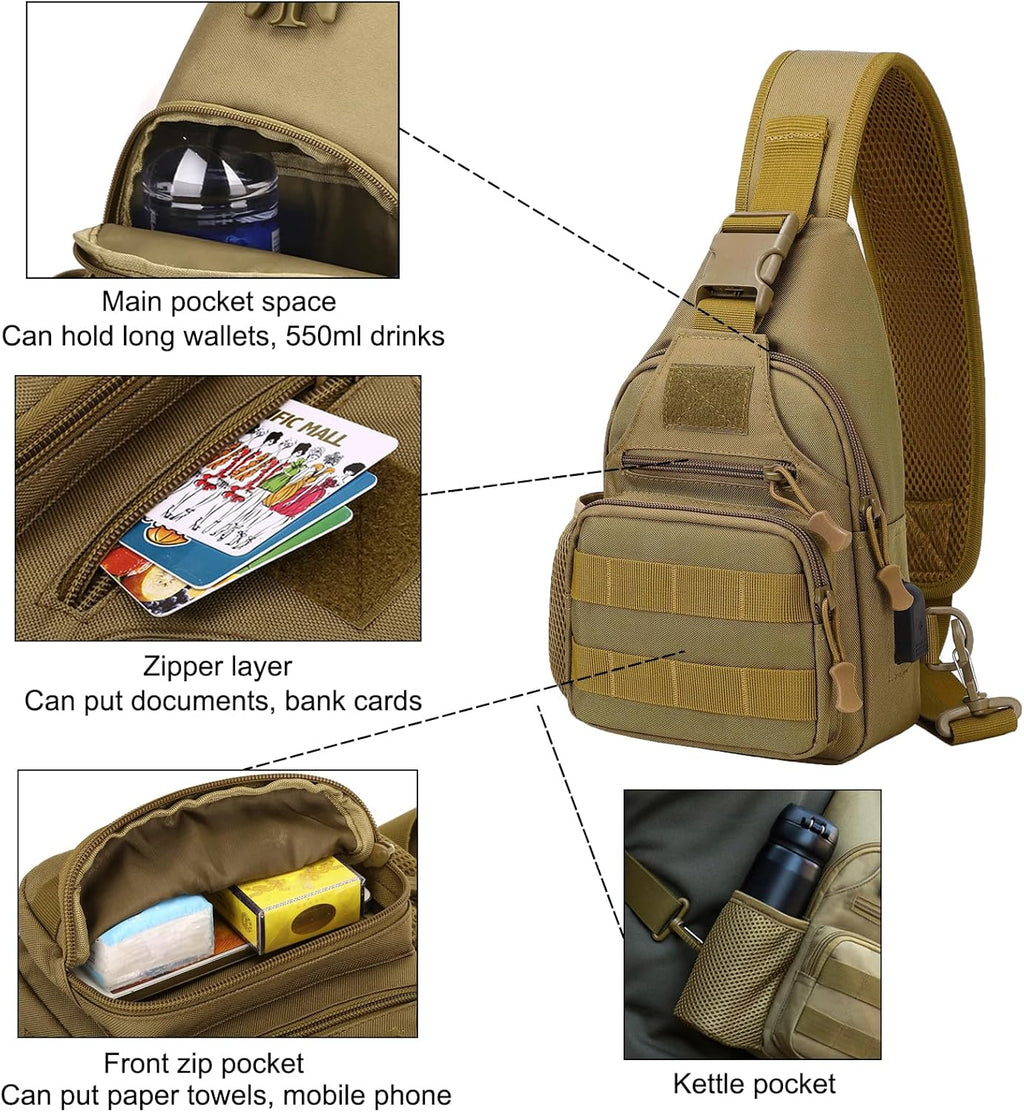 ZHIERNA Mochila Táctica de Bandolera con Soporte para Botella de Ag...