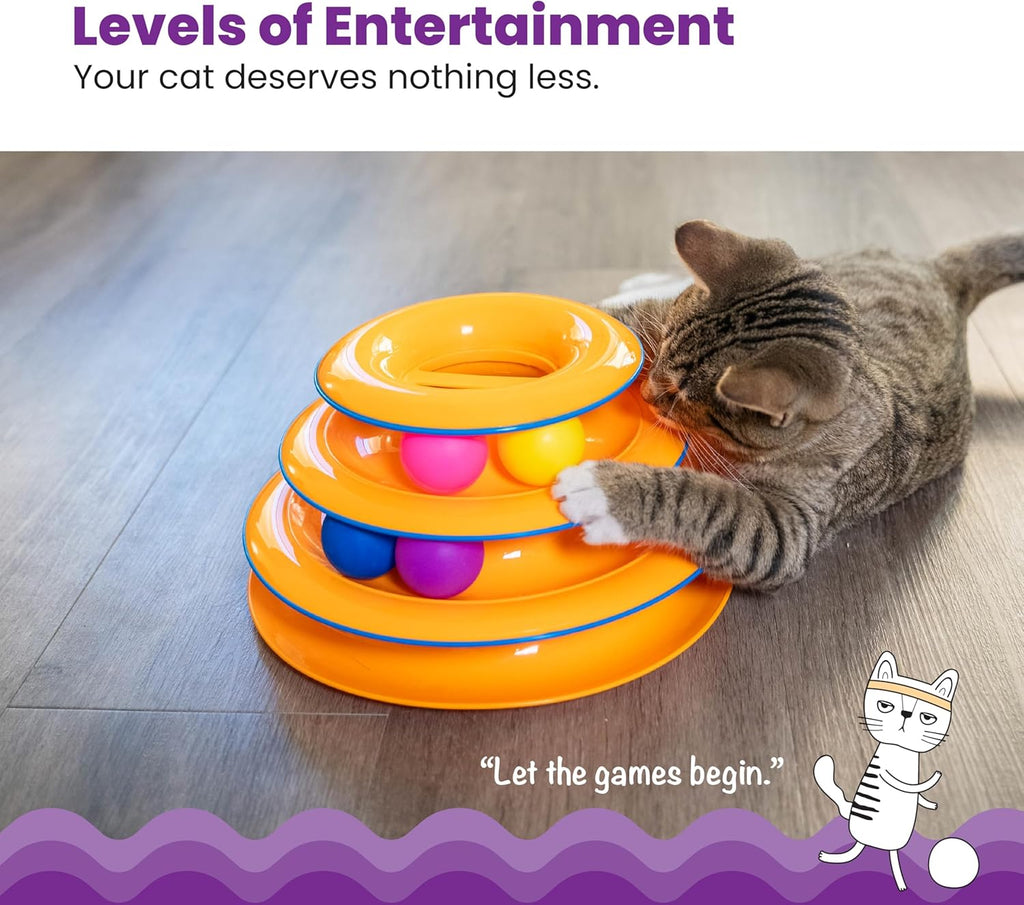 Petstages - Juguete interactivo para gatos de 3 niveles Tower of Tr...
