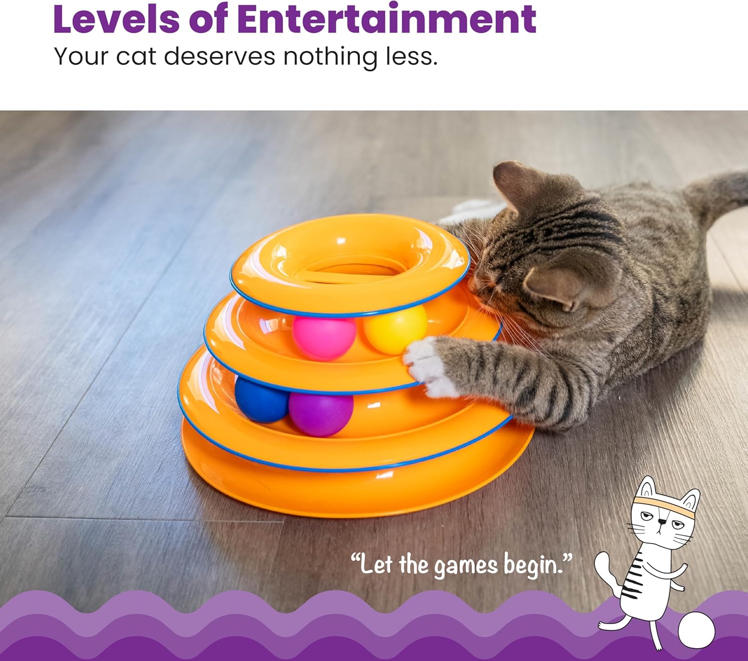 Petstages - Juguete interactivo para gatos de 3 niveles Tower of Tr...