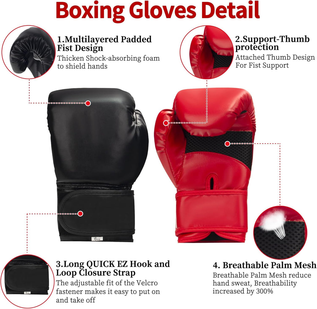 Juego de casco y guantes de boxeo 6 en 1, protector de cabeza de se...