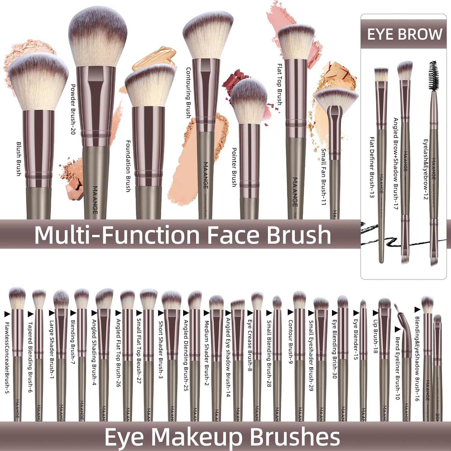 MAANGE Juego de 51 brochas de maquillaje, juego de herramientas de...