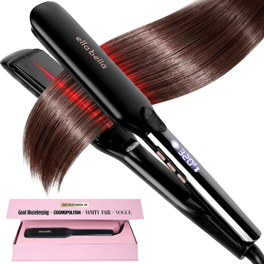 ELLA BELLA® Plancha plana de titanio para alisar el cabello (con in...