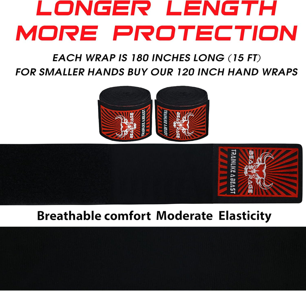 BEAST RAGE Vendas para manos de boxeo para MMA Kickboxing, muñequer...