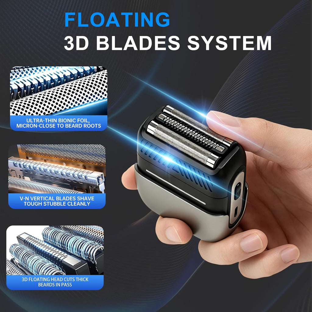 Mini afeitadora eléctrica de aluminio para hombres, cuchillas flota...