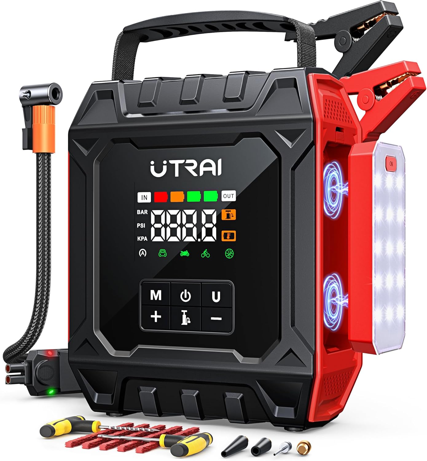 UTRAI Arrancador de salto de 8000 A con compresor de aire de 160 PS...
