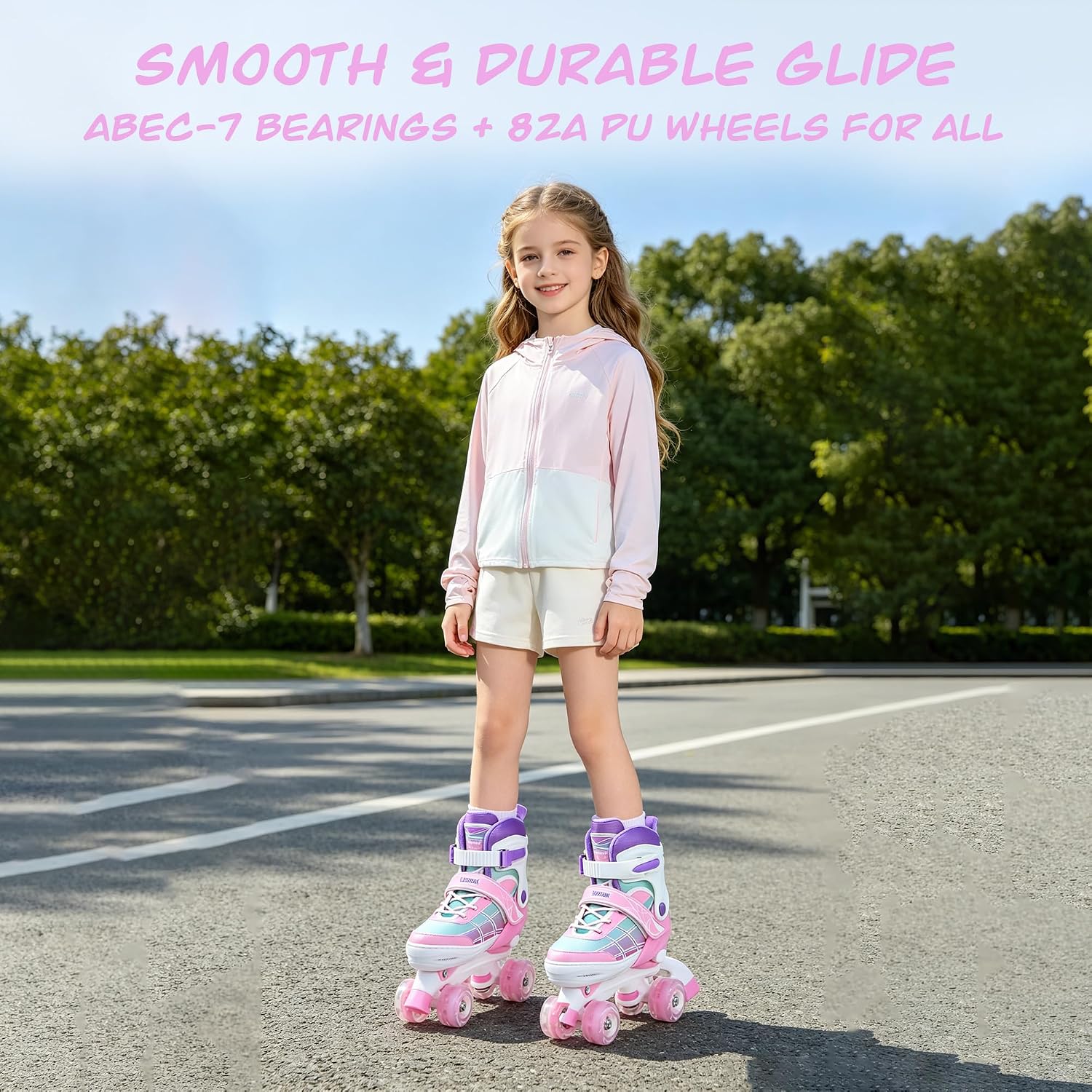 CLAVISPARK - Patines de ruedas para niños y niñas, 4 tamaños ajusta...