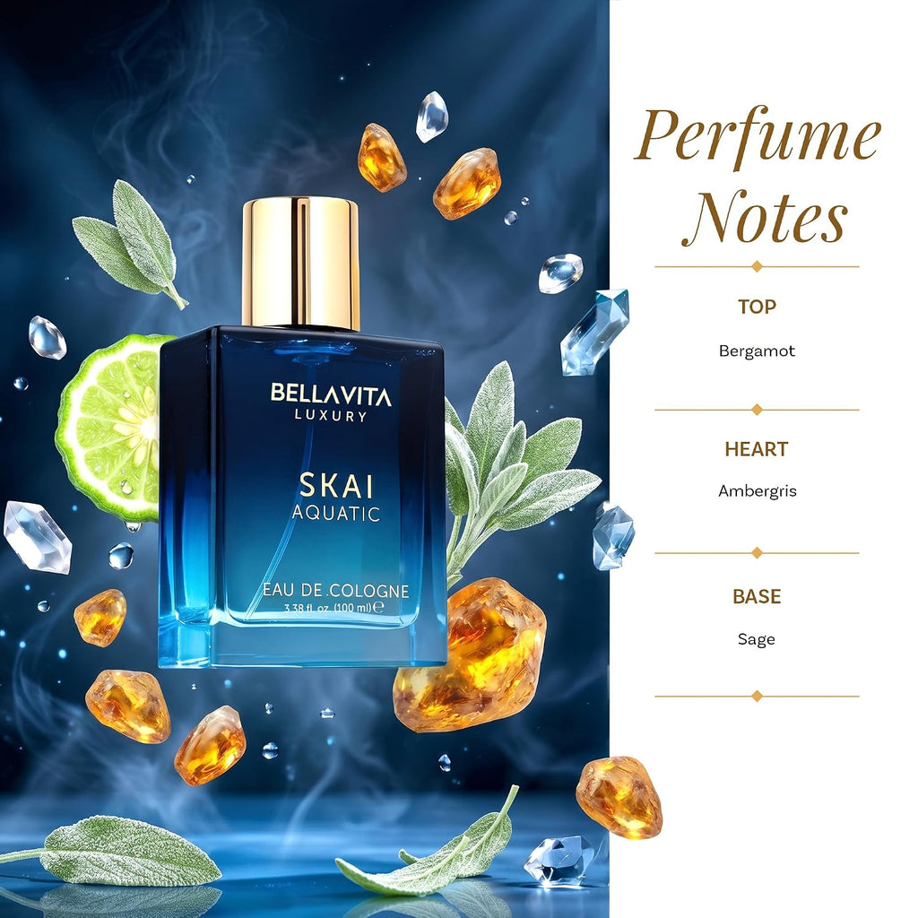 Bellavita Luxury SKAI Aquatic Eau de Parfum Unisex, 3.4 fl oz (100...