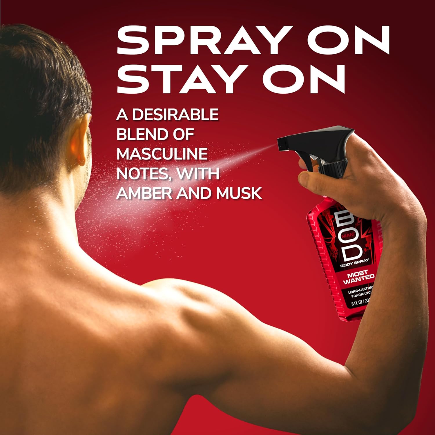 BOD man Fragancia corporal en aerosol, Most Wanted, 8 onzas líquida...