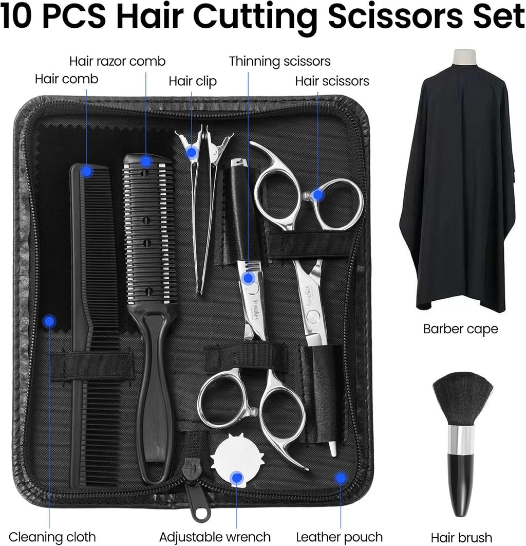 SEIMEIKEN Kit de tijeras de corte de pelo \u2013 Juego de 10 tijera...