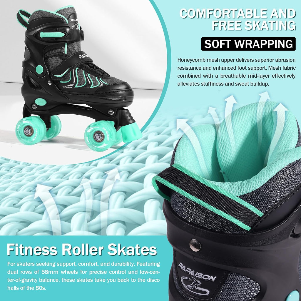 PAPAISON Patines de ruedas para niñas de 8 a 12 años, talla ajustab...