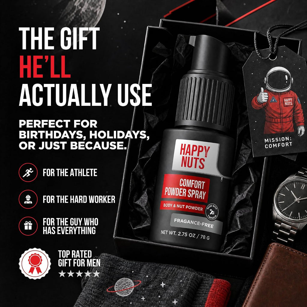 Happy Nuts Comfort - Desodorante en aerosol en polvo para hombres:...