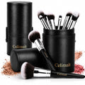 CELIMAIT Juego de brochas de maquillaje con estuche de viaje, cerda...
